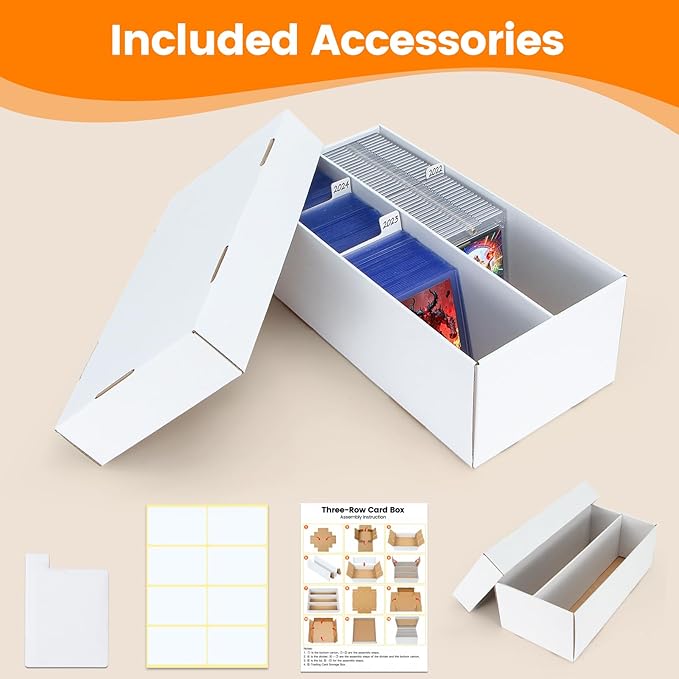 6 Pack Trading Card Storage Box - 2 Rows Divided Cardboard Case, Compatible with Top Loader One Touch for Sports Card Storage - Image 5