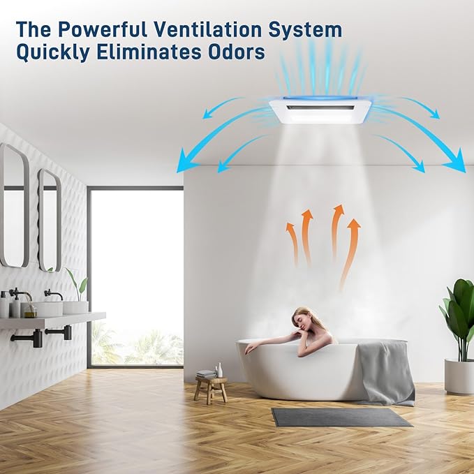 Quiet Bathroom Exhaust Fan with Light and Heater | 4-in-1 Bathroom Ventilation System | 1800W Heating Power, 190 CFM, Ultra-Low 30dB Operation | Energy Efficient, Easy Installation for Bathrooms - Image 2