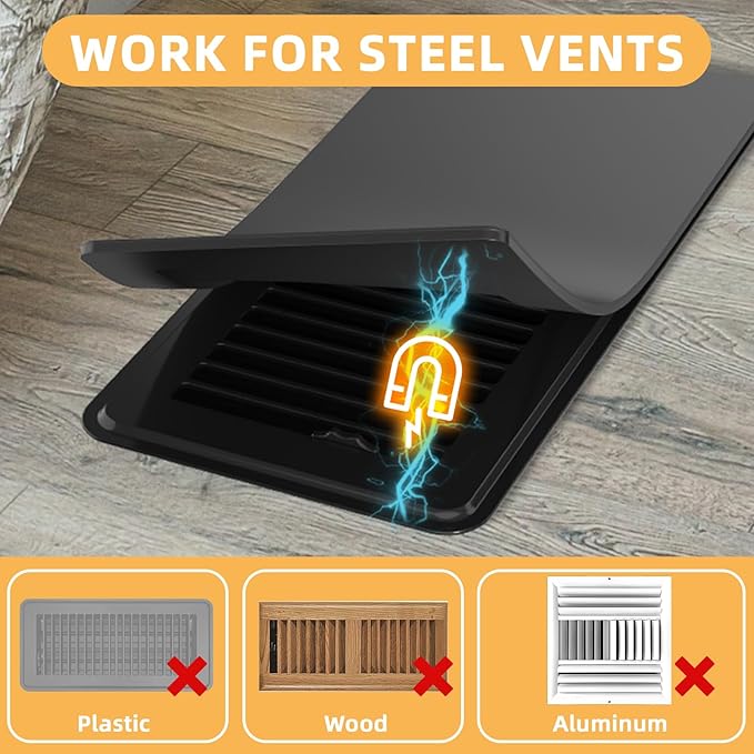 Magnetic Vent Covers (3-Pack) for Complete Sealing, 5.5" X 12" for Home Floor, Wall, and Ceiling Vents – Upgraded Thickness for RV, HVAC, and AC Vents, Energy Savings, Floor Vent Not Included - Image 5
