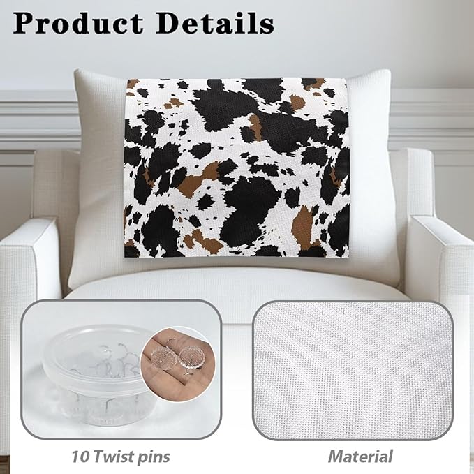 Cow Pattern Chair Headrest Covers Non-Slip Chair Slipcover with Pins Pet Scratch Resistant Removable Washable Furniture Protector for Living Room - Image 4