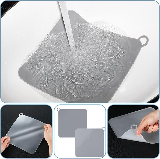 Yinkin 6 Pcs Drain Covers to Keep Bugs Out Silicone Shower Floor Tub Stoppers Bathtub Drain Stoppers Sewer Anti-Odor Mats Deodorizing Plugs for Bathroom(7.87 x 7.87 Inch,Square,Grey and White) - Image 4