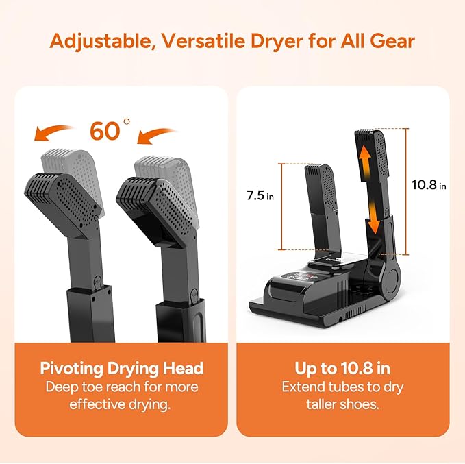 DR.PREPARE Boot Dryer Shoe Dryer with Aroma Box, Glove Dryer, 180-min Off Timer, Boot Warmer with Heat Blower, Portable Folding Design for Sneakers, Leather, Rubber, 60° Deep Toe Reach - Image 9