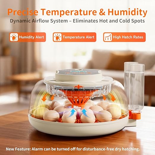 18 Egg Incubator, 2 Egg Trays, Automatic Egg Turning with Auto Stop, Humidity Control, Adjustable Incubation Day & Period, Auto Water Refill, for Chicken, Quail, Duck & Turkey Eggs, APDOE HatchPro 18 - Image 2