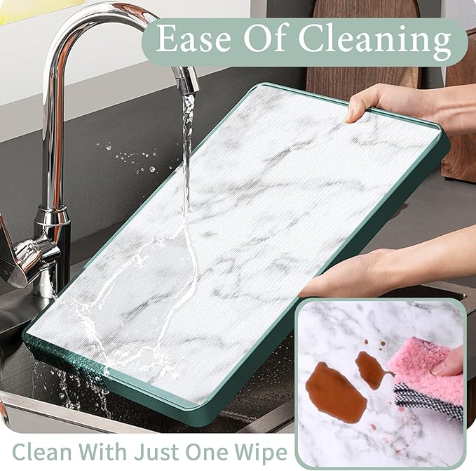 Drawer and Shelf Liner for Kitchen Cabinet: 17 in X 30 Ft Non Slip Waterproof Shelf Paper Non Adhesive Refrigerator Liners White Marble Easy Liners for Bathroom with Knife Tape Measure - Image 5