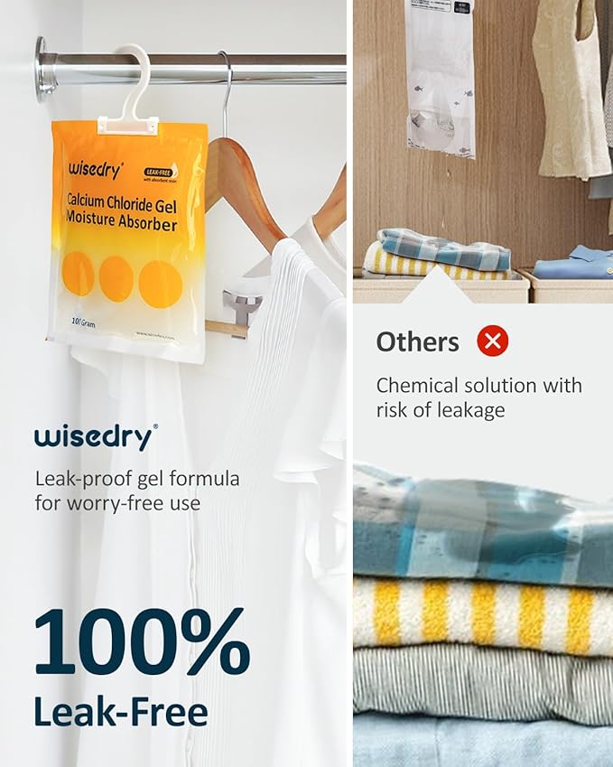Wisedry Moisture Absorbers 100G (Pack of 10), 100% Leakproof Dehumidifier Bags, Fragrance-Free Disposable Humidity Absorbers for Closet, Basement, Home - Image 2