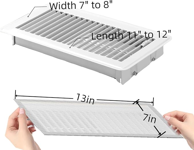 6-Pack Black Magnetic Vent Covers 7x13 Inch - Universal Fit for Floor, Wall & Ceiling Registers (7"-8" Width x 13"-14"Length) | High Airflow Mesh Design | Tool-Free Easy Installation - Image 2