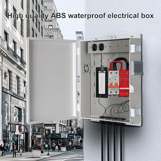 Outdoor Electrical Junction Box with High Power Outlet, ABS Water Resistant Enclosure with Internal Mounting Panel & Hinged Cover (16" H* 12" L* 4" W) - Image 3