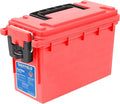 Sheffield 12636 Ammo Storage Box, Stackable .30 Cal Field Boxes, Water and Dust Resistant, Lockable Storage Box with Handle, Secures Hunting Gear, Supplies, and Bullets, Made in USA, Red, 1-Pack by Sheffield