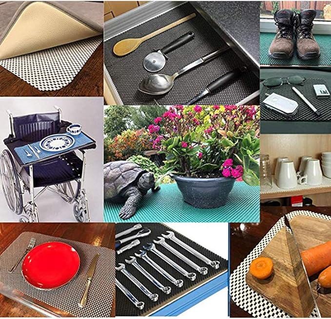 Shelf Liner Drawer Liner Non-Slip Mat Shelves Liners 12" X6.5’ Grid Pattern PVC Non-Adhesive Grip Liner Anti-Slip Mat for Kitchen Cabinets Wire Shelving Pantry Dresser Refrigerator (Grey) - Image 6