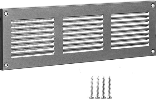 10x2 Vent Cover (Duct Opening) - HVAC Return Air Grille for Wall and Ceiling - Stainless Steel AC Vent Cover with Mesh - Rectangular Ventilation Register - Overall Size: 11.81" W x 3.94" H by TURvent