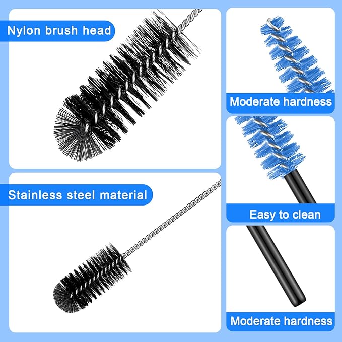 37 Pieces Hummingbird Feeder Cleaning Brush 3 Size Mini Nylon Tube Brushes Set 2 in 1 Double Headed Hummingbird Brush Cleaner for Bottles Tubes Jars Bird Feeder(Black) - Image 3