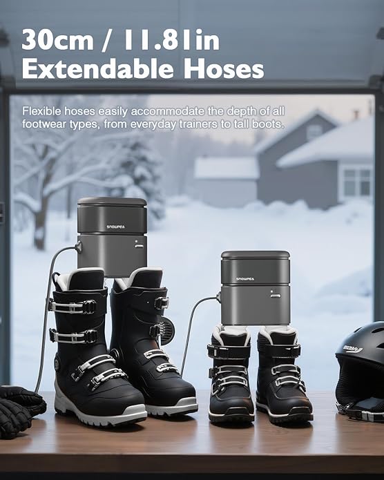 Snowpea Shoe Dryer,Ski Boot Dryer with Fan Heater,11.8in Extendable Hoses,Rapid Drying,3/6/9 Hour Timer, Portable, Compact - Image 5