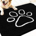 OLANLY Dog Door Mat for Muddy Paws 32x20, Paw Print Design, Absorbs Moisture and Dirt, Absorbent Non-Slip Washable Doormat, Quick Dry Chenille Mud Mat for Dogs, Entry Indoor Entryway Carpet, Black by OLANLY