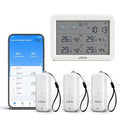 eMylo WiFi Hygrometer Thermometer 4 Pack, Smart Digital Indoor Temperature Humidity Monitor 426Ft Rang with 3 IP65 Wireless Sensors Outdoor Kit, App Alerts, Free Data Storage Export, Works with Alexa by eMylo