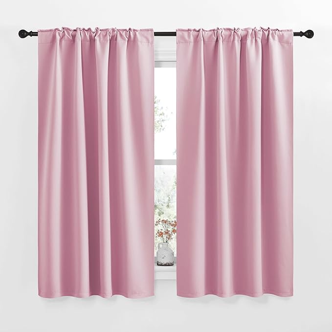 NICETOWN RV Curtains for Camper Windows - (Rouge Pink Color) 42x50 Inch, 2 Panels Set, Thermal Insulated Room Darkening Blackout Drapes/Draperies with Rod Pocket & Back Tab for Half Window - Image 2