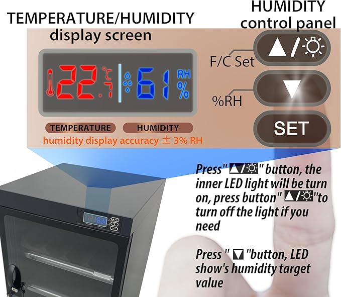 Modern Black 50L Camera Dehumidify Dry Cabinet with Lock, 4 Tiers, Low Noise, LED Digital Display - Image 5