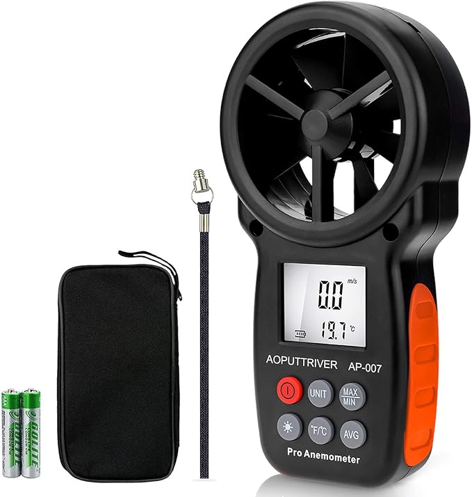 Anemometer Handheld AP-007,CFM Flow Meter Wind Speed Gauge 14℉-113℉ Wind Temperature,AC Vent Flow Meter for Golf Shooting, Surfing, HVAC Duct by AOPUTTRIVER