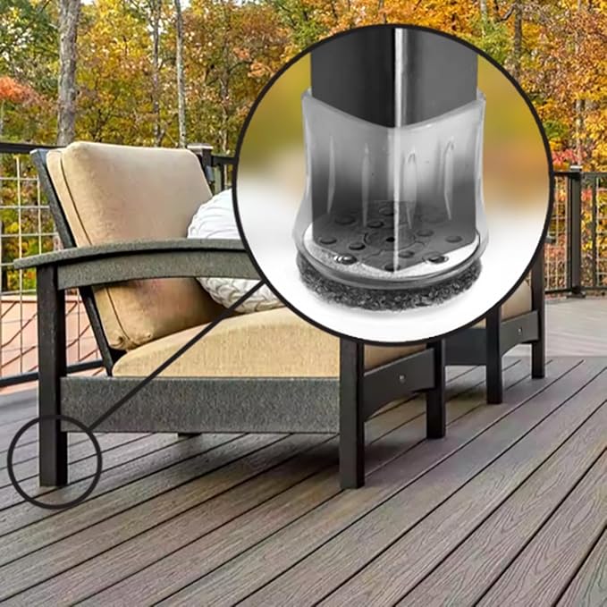 Slipstick GorillaOutdoor Berber Furniture Feet Pads with Clear Sleeve Sock (4 Pack) Outdoor Furniture Sliders for Round & Square Legs, XL - Image 5