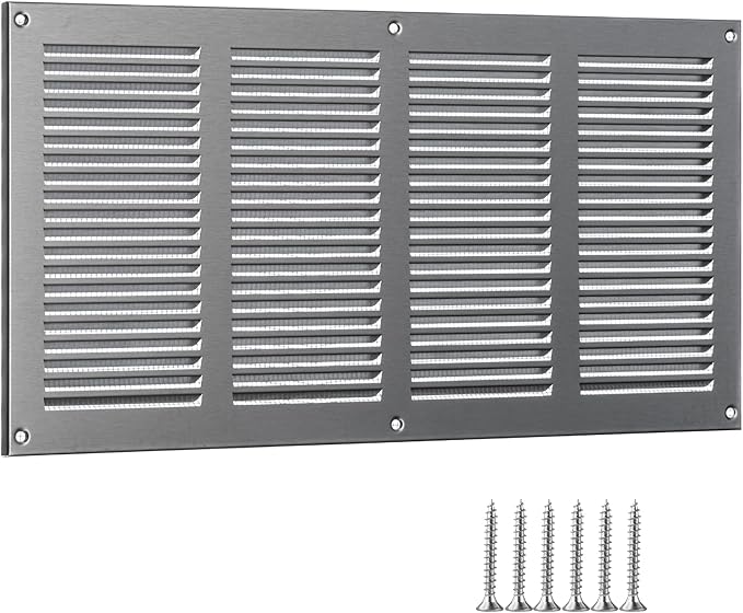 14x6 Vent Cover (Duct Opening) - HVAC Return Air Grille for Wall and Ceiling - Stainless Steel AC Vent Cover with Mesh - Rectangular Ventilation Register - Overall Size: 15.75" W x 7.87" H by TURvent
