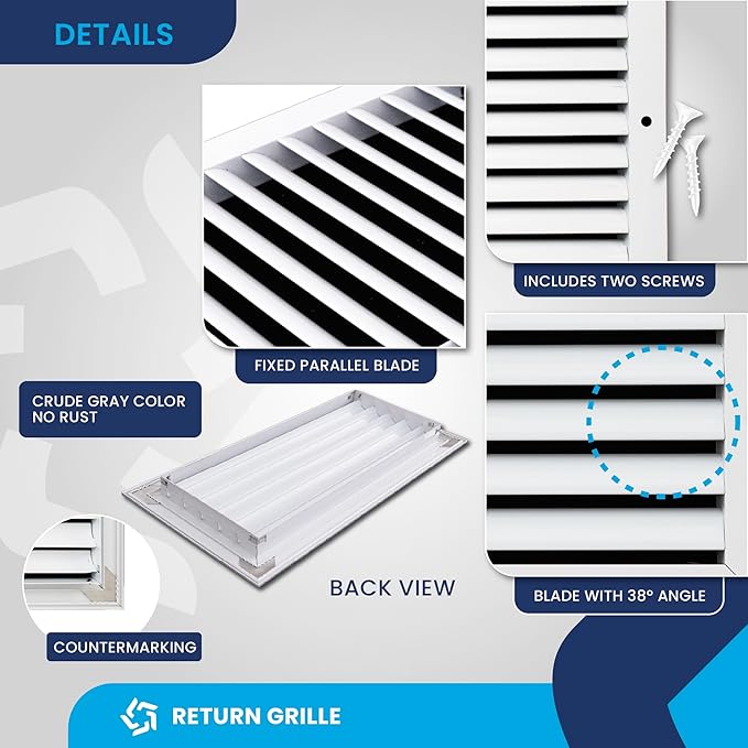 14x6 Inch (Duct Opening) Air Return Vent Cover Decorative – Premium Aluminum AC Vent Cover for Ceiling & Wall, Rustproof Grille, Ideal for Home HVAC Grille, Durable & Easy to Install by ACLAMINAIRE - Image 9