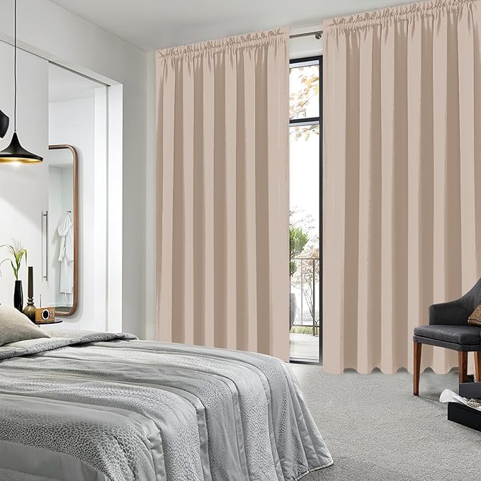 DWCN Blackout Curtains for Living Room Thermal Insulated, Energy Saving & Noise Reducing Bedroom Curtains, Camel, W 70x L 84 Inch, Set of 2 Rod Pocket Curtain Panels - Image 2