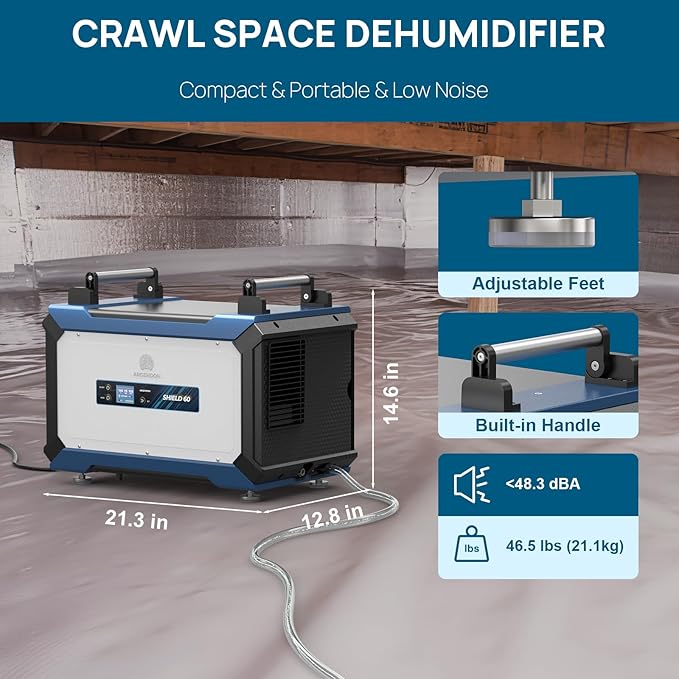 ARGENDON Crawl Spaces Dehumidifier with Pump and Drain Hose, 145 Pint Commercial Dehumidifier for Basement, Large Spaces, Auto Defrost, Compact, 5 Years Limited Warranty - Image 7