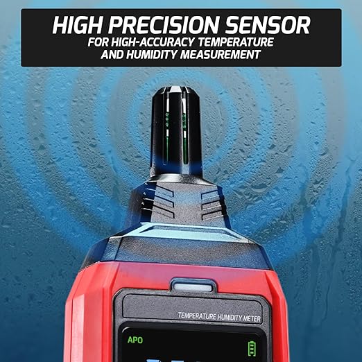 Humidity and Temperature Meter Data Logger Digital Psychrometer HVAC, Wet Bulb Thermometer Record 4000pcs Data and Export, Large LCD Humidity Tester Dew Point Meter with Indicator and Buzzer Alarm - Image 6