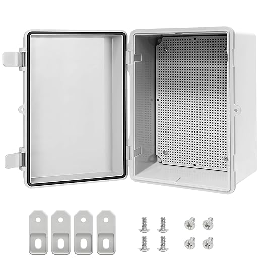 Junction Box ABS Plastic IP65 Waterproof Dustproof Universal Electrical Enclosure, Hinged Shell Outdoor and Indoor Usage Project Box11.4"x 7.5" x 5.5"(290 x 190 x 140mm), Grey by LMioEtool