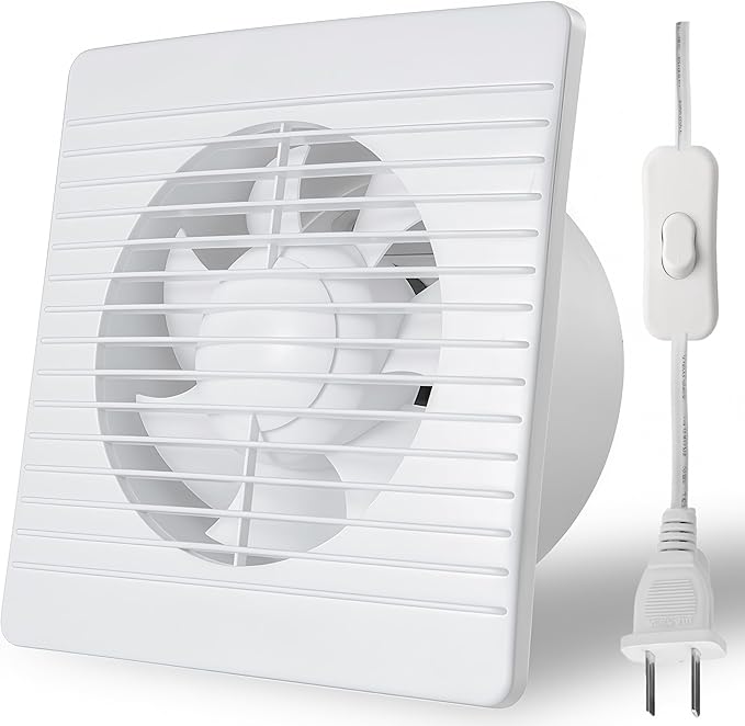 6 Inch Exhaust Fan, 26W Wall Mount Small Ventilation Fan With Switch, 139CFM Ventilation Extractor Fan With Anti-backflow Check Valve Ultra Thin For Bathroom Kitchen Garage(White) by Aydomer