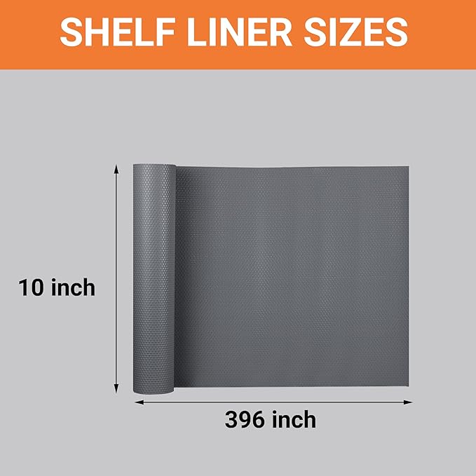 FLPMIX Shelf Liners for Kitchen Cabinets: Dark Grey Waterproof Bathroom Drawer Paper 10" x 396" - Easy to Cut Non-Adhesive Small Kitchen Cupboard Mat for Pantry Shelves - Image 9