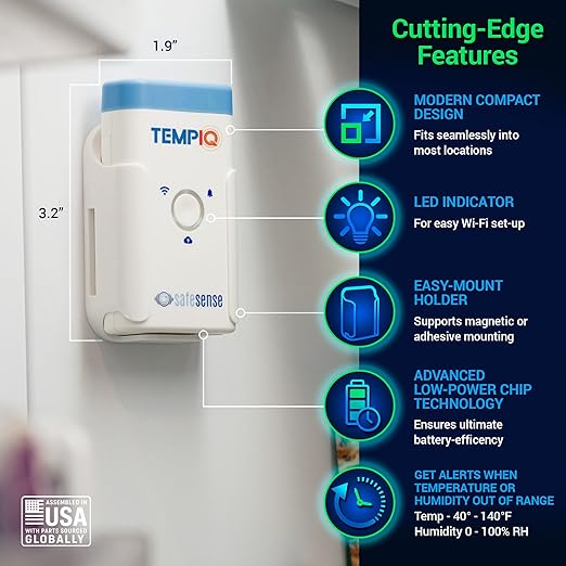 TEMPIQ Remote WiFi 2-Pack Temperature & Humidity Sensor - App Integration, Alerts, Helps Monitor 2nd Home, AirBnb, RV, Pets,Freezer and Server Room, Indoor & Outdoor Hygrometer & Thermometer - Image 3