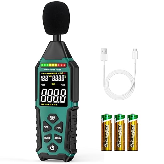 Power Supply Available Decibel Meter, Gedaye Sound Level Meter, A/C Weighted SPL Meter, Noise Measure Device 30-130dB, Noise Detector Sound Monitor Decibel Reader Classroom Factory Noisy Neighbor by Gedaye