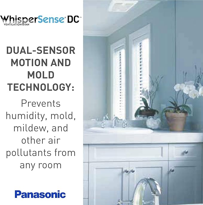 Panasonic WhisperSense Ceiling Mount Bathroom Exhaust Fan with LED Light, Motion & Humidity Sensors, 50-80-110 CFM, FV-0511VQCL1 - Image 7
