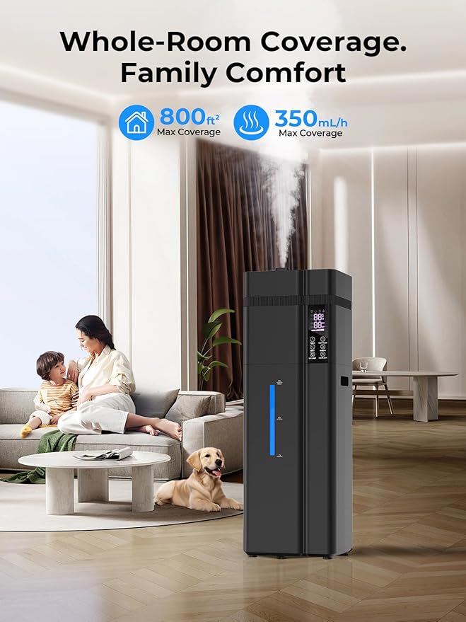 13L/3.43Gal Humidifier Large Room, 800ft² Coverage, 100H Runtime, Auto Humidity Control, Top Fill, Humidifiers for Bedroom, 35dB Quiet, Sleep Mode, Aroma Diffuser, 24H Timer, Auto Shut-off Protection - Image 2