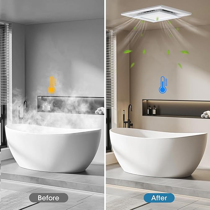 Bathroom Exhaust Fan with Light, Ultra-Quiet 100 CFM Ventilation & 3CCT LED Light, Ceiling Mount Bath Fan for Family Bathroom and Home Gym - Image 7