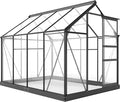 Outsunny 6' x 8' Greenhouse for Outdoors, Polycarbonate Greenhouse with Rain Gutter and Roof Vent, Aluminum Walk-in Green Houses for Outside for Patio Backyard Garden, Gray by Outsunny