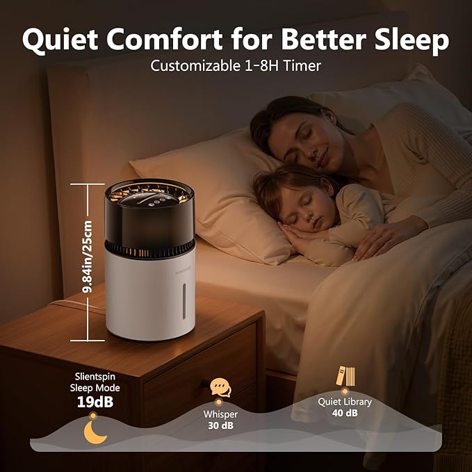 3L Mist-Free Evaporative Humidifier for Bedroom, Top Fill Humidifier Work with Tap Water, Touch Control,USB Powered, Sleep Mode, Night Light,1–8H Timer, Easy-Clean Design for Home Office - Image 7