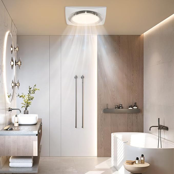 Bathroom Exhaust Fan with Light, 110 CFM, 1.0 Sones, 12.16” Ceiling Vent Fan with 20W LED Light, 3 Adjustable Color Temperatures, Ideal for Bathrooms and Toilets - Image 7