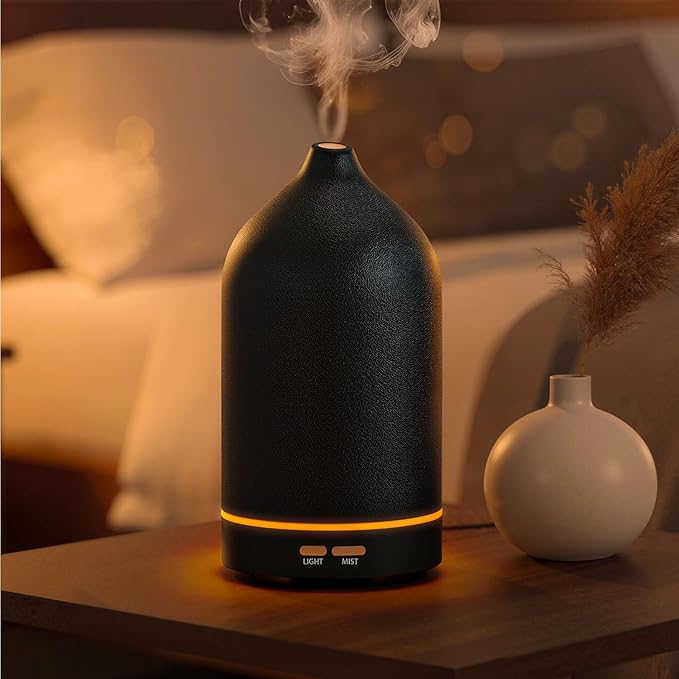 URPOWER 120ML Essential Oil Diffuser, Ultrasonic Aromatherapy Diffuser with Sleek Black Ceramic Design, 7-Color LED Lights, Auto Shut-Off, Humidifier for Home & Office, Scent Diffuser for Relaxation - Image 6