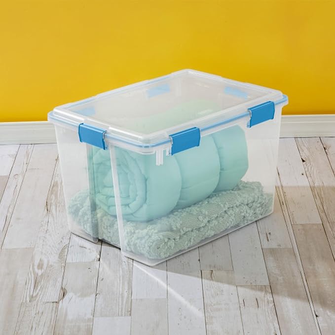 Sterilite 4-Pack Gasket Box, Weather-Resistant Storage Bins with Latching Lids, 80 Quart - Heavy-Duty Organizing Containers for Closet, Bathroom, and Office - Image 5