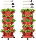 DUNCHATY 5 Tier Plant Pot, Vertical Garden Planter, Strawberry Planter, Indoor/Outdoor Planters, 2 Set, Brick Red, 29 x 13.6 x 13.6 inches by DUNCHATY