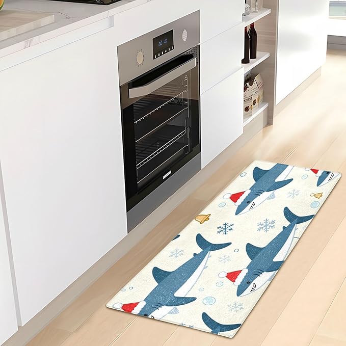 Merry Christmas Shark Beige decorative mat for kids anti-mold bathroom rugs non slip for foyer accessories 39x20in de alfombras para ba?o - Image 6