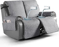 TAOCOCO 100% Waterproof Recliner Cover, Non-Slip Washable Reclining Couch Cover with Elastic Leg Straps, Furniture Protector for Dogs (Light Gray, 2 Seater) by TAOCOCO