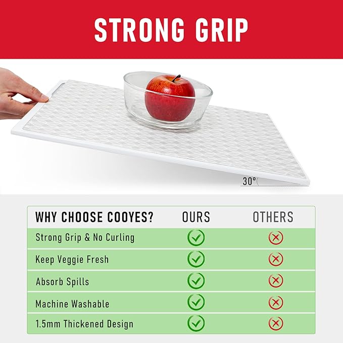 Cooyes Refrigerator Liners 17.7" x 24", Absorbent Strong Grip Fridge Mats Machine Washable, Non-Adhesive Refrigerator Shelf Liner for Fridge Bins & Kitchen Cabinets, - Image 7