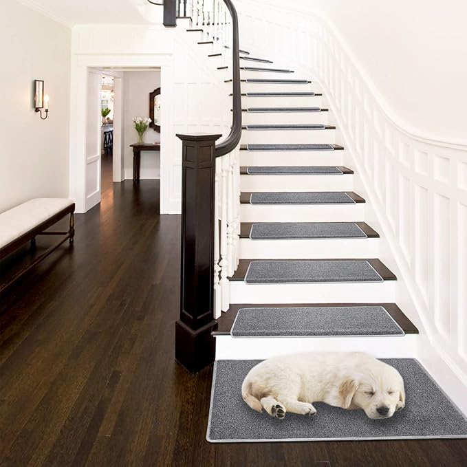 PURE ERA Carpet Stair Tread Landing Mat Tape Free Self Adhesive Non Slip Skid Resistant Indoor Doormat Area Rug Floor Mat for Kitchen Bathroom Workstations Washable 2' X 3' (Gray) - Image 2