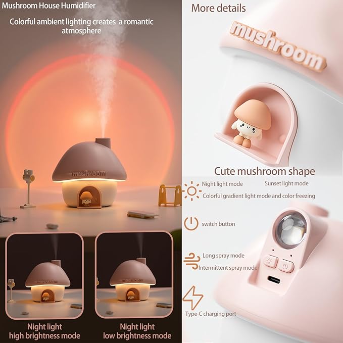 Ultrasonic Humidifiers for Bedroom and Office,Cold fog humidifier with sunset light, baby humidifier with night light,Portable Humidifier, two spray modes and ambient ligh - Image 6