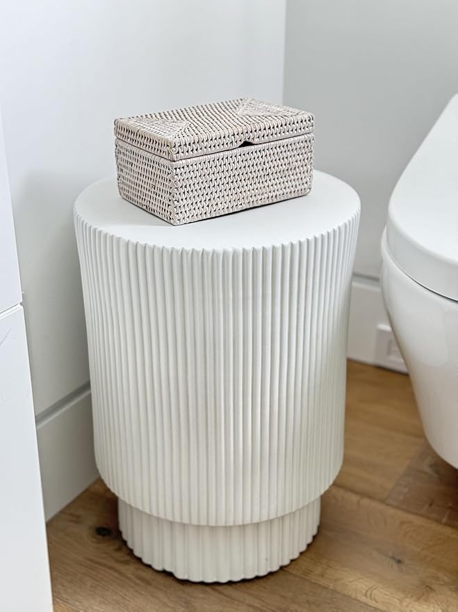 Kouboo La Jolla Rectangular Rattan Box, White-Wash Toilet Roll Storage Basket (1030101) - Image 2