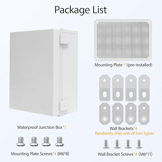Electrical Box, IP65 Waterproof Dustproof ABS Plastic Enclosure, Outdoor and Indoor Project Box Hinged Cover with Mounting Plate Wall Brackets, Outer Dimension 15.7"x 11.8" x 7.1", Grey - Image 7