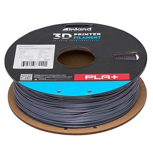 INLAND Micro Center PLA+ 3D Printing Filament 1.75mm - PLA Pro Dimensional Accuracy +/- 0.03 mm - 1kg Cardboard Spool (2.2 lbs) (1 Pack Gray, 1.75mm) - Image 6