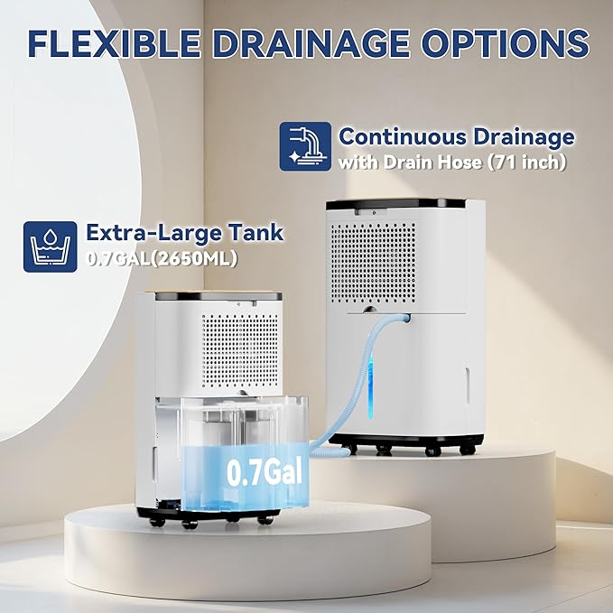 3000 Sq.Ft Dehumidifier for Basement with Drain Hose, 30 Pint Large Best Compressor Dehumidifiers for Home or Garage, Smart Humidity Control, 24H Timer & Child Lock, Ideal for Large Rooms, Garage - Image 3